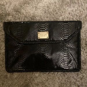 Michael Kors Black Snake Skin Embossed Clutch!